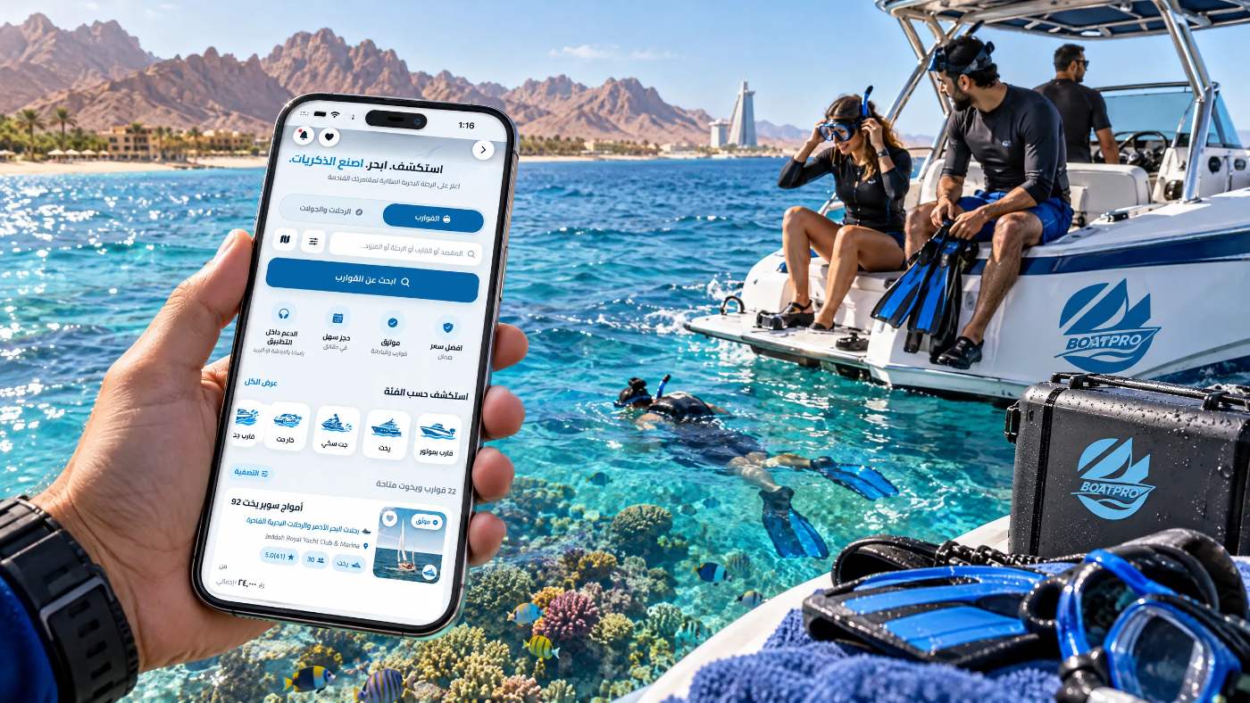 تطبيق BoatPro في السعودية: حجز القوارب واليخوت والمغامرات البحرية